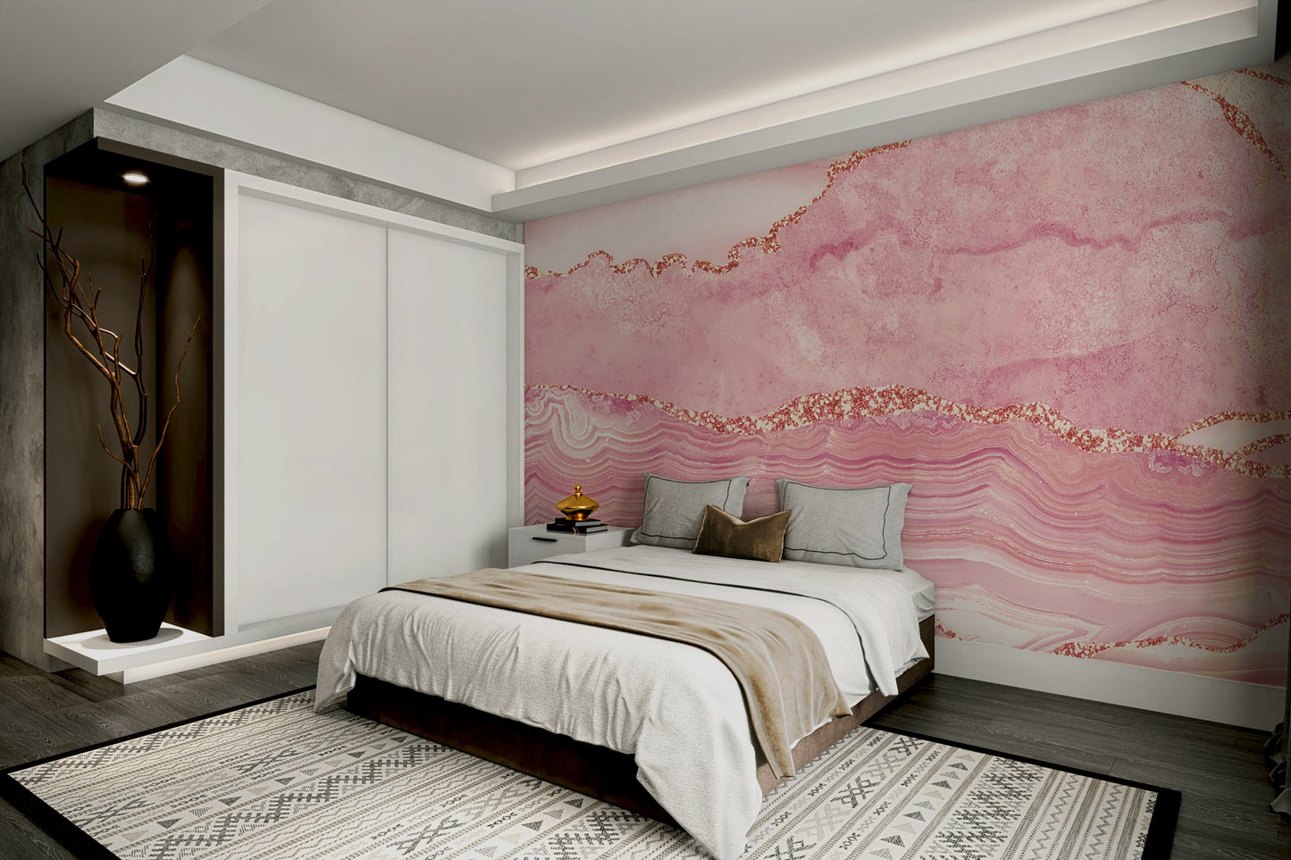Rose Quartz Sparkle Wall Mural