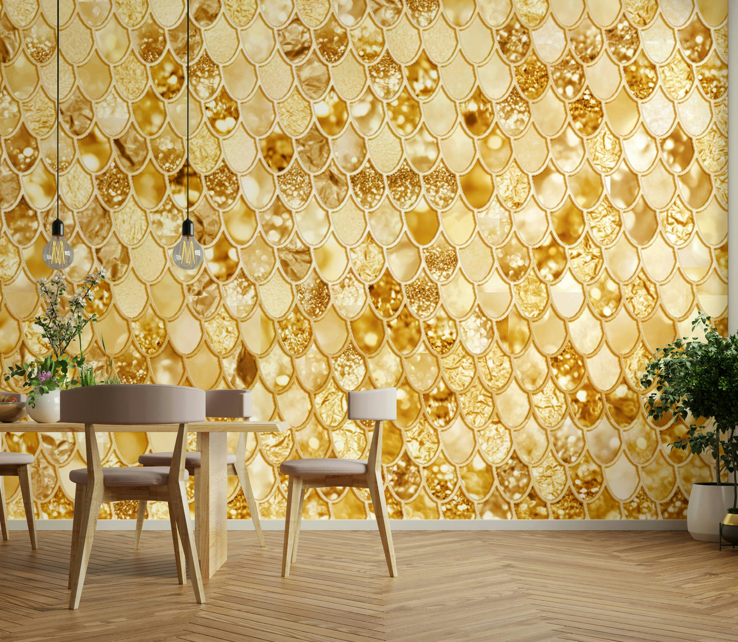 Gilded Scales Wall Mural