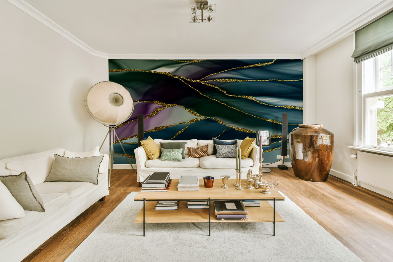 Gilded River Abstract Wall Mural