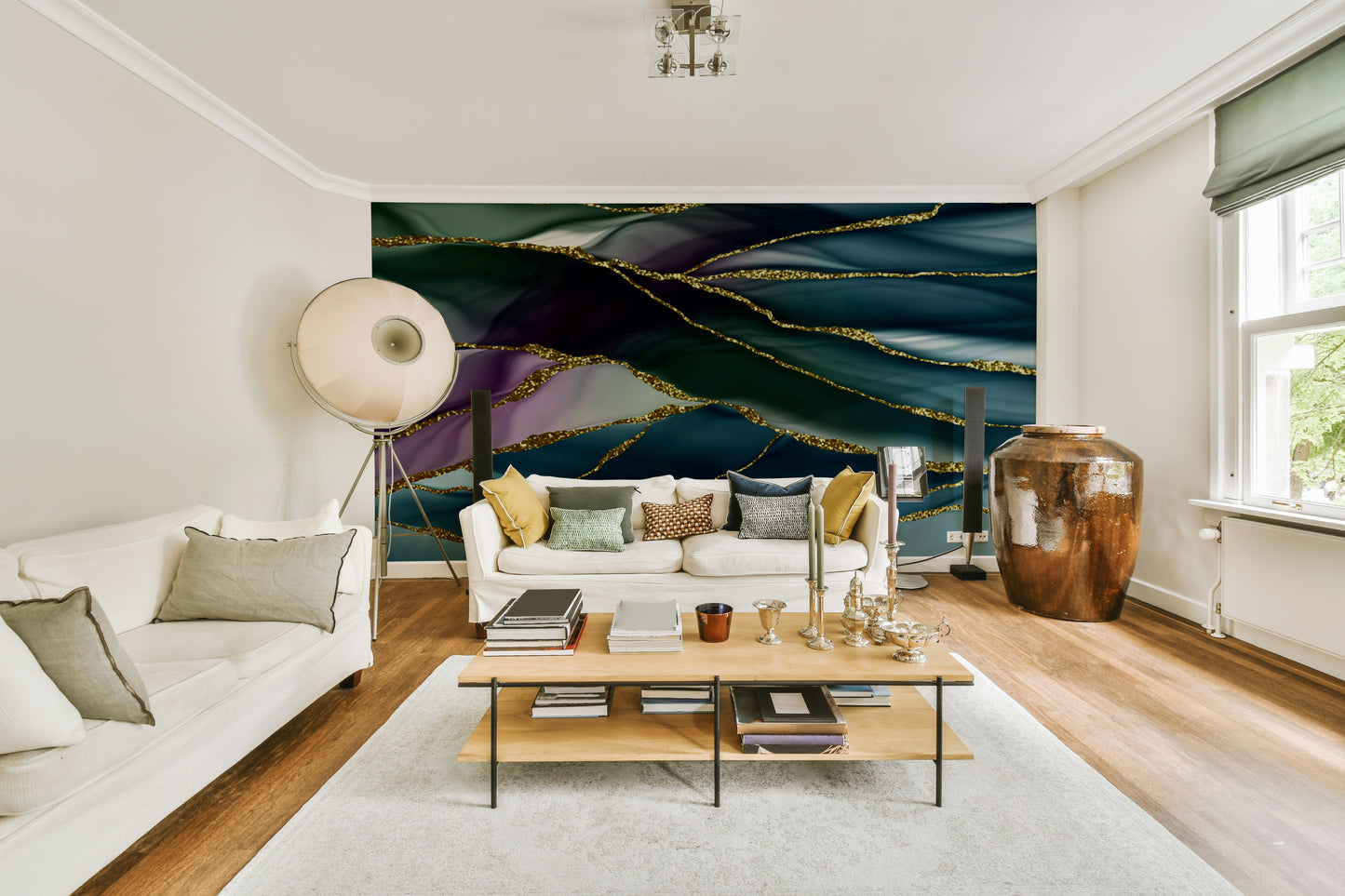 Gilded River Abstract Wall Mural