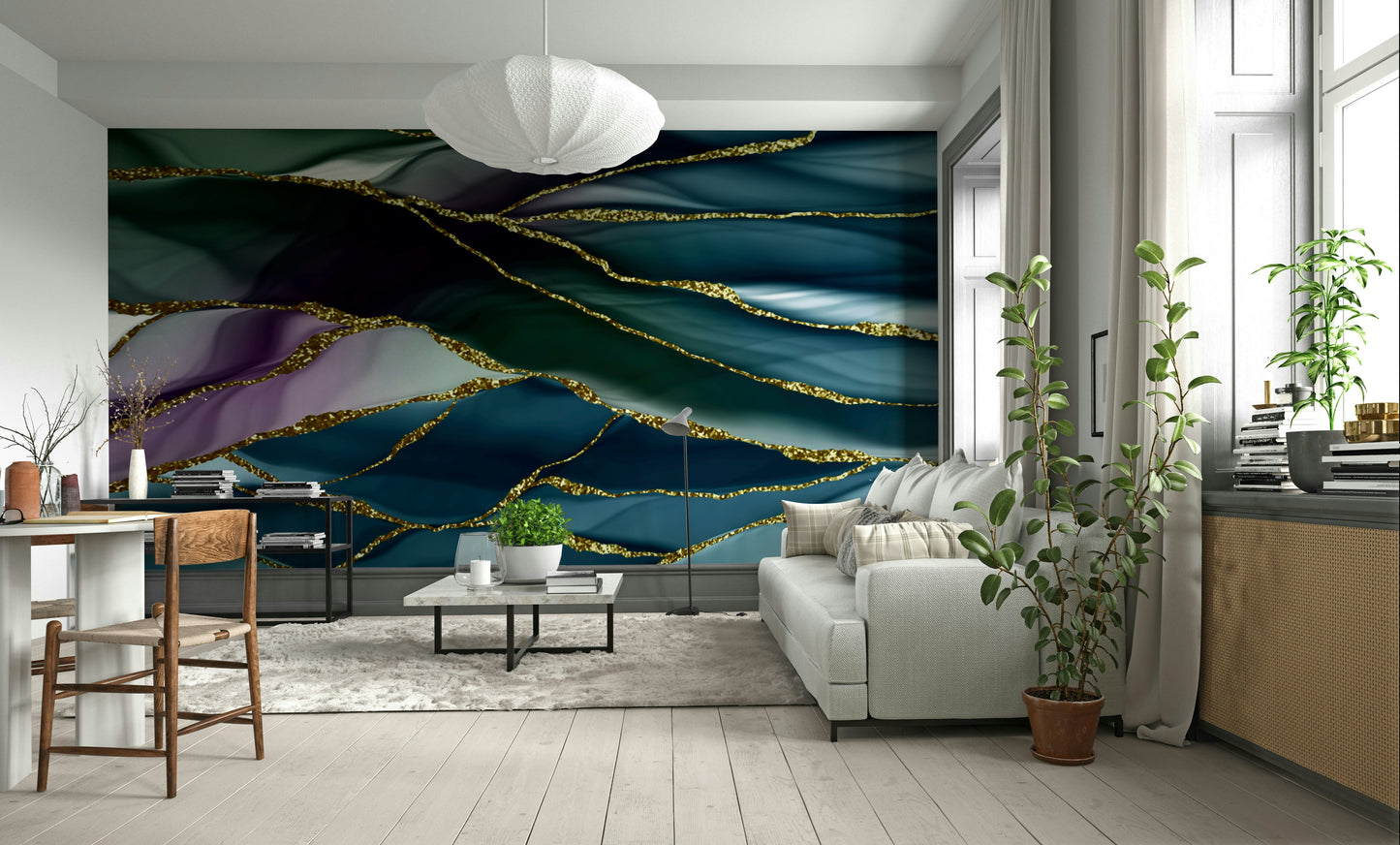 Gilded River Abstract Wall Mural