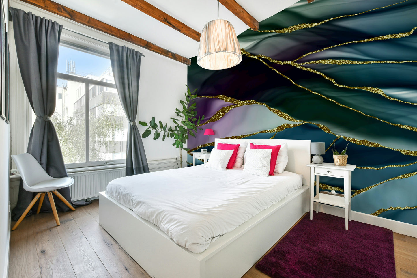 Gilded River Abstract Wall Mural