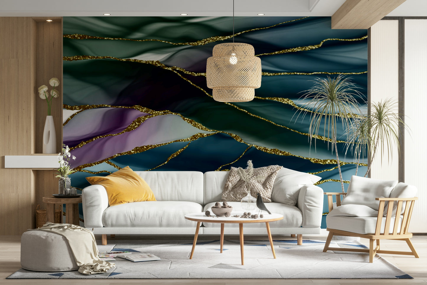 Gilded River Abstract Wall Mural