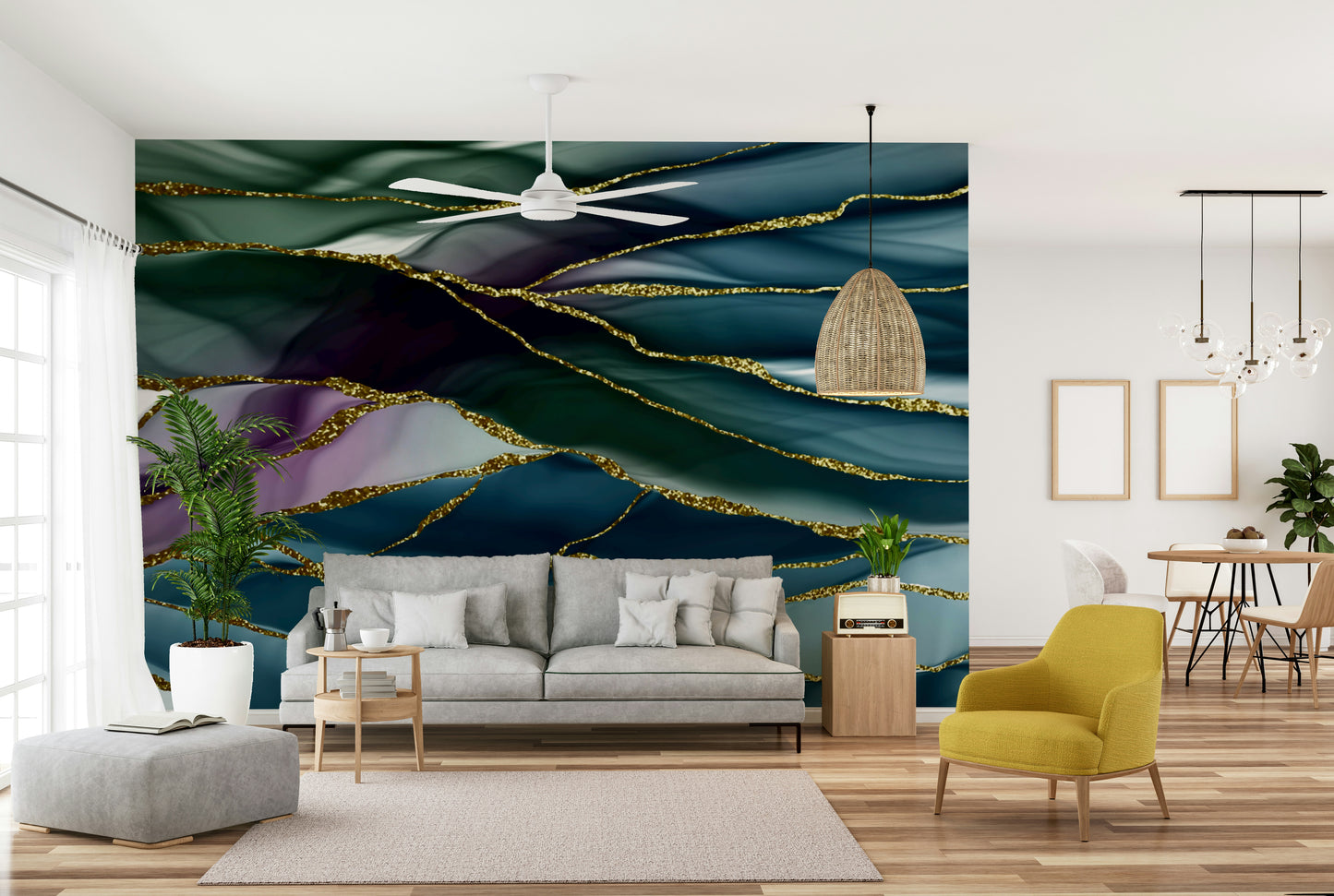 Gilded River Abstract Wall Mural