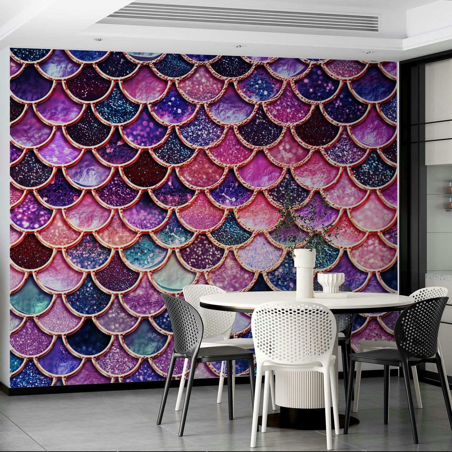 Enchanted Pink Mermaid Scales Wall Mural