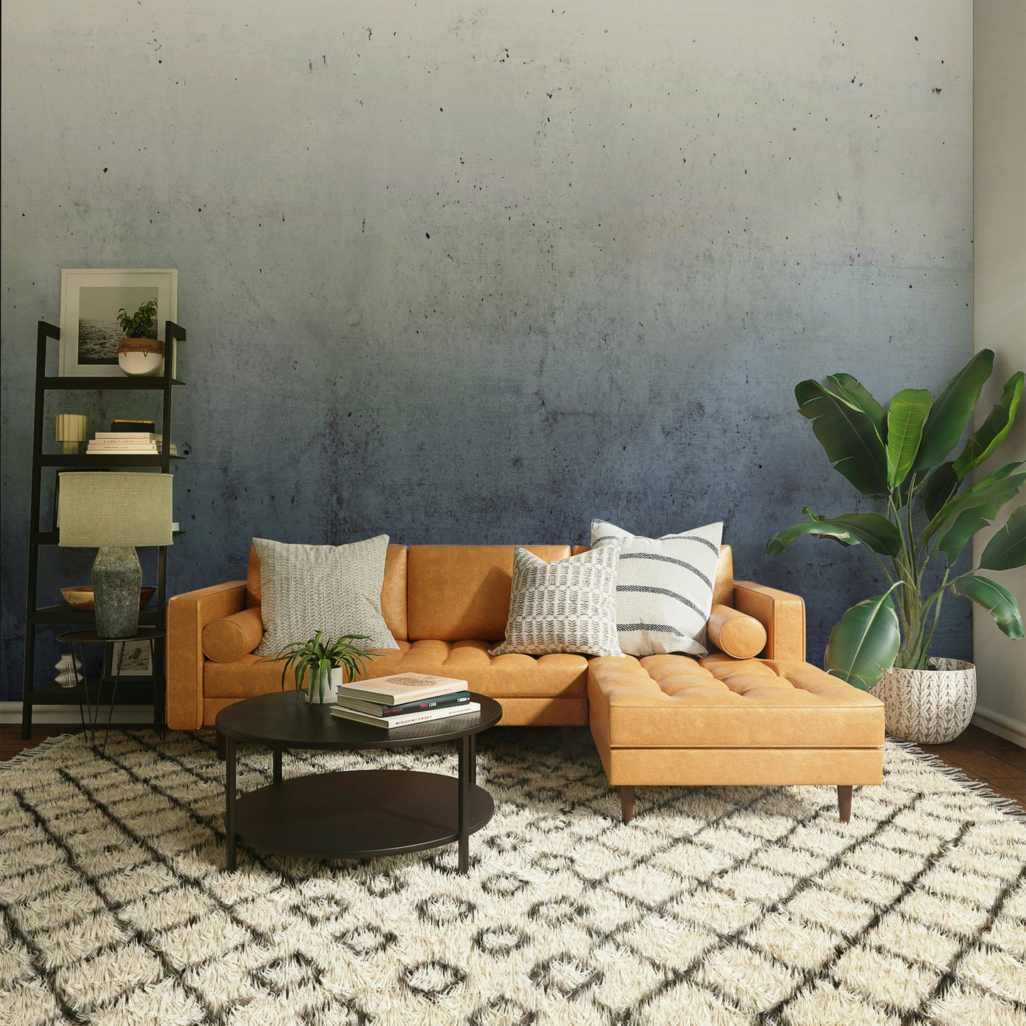 Blue Ombre on Concrete Wall Mural