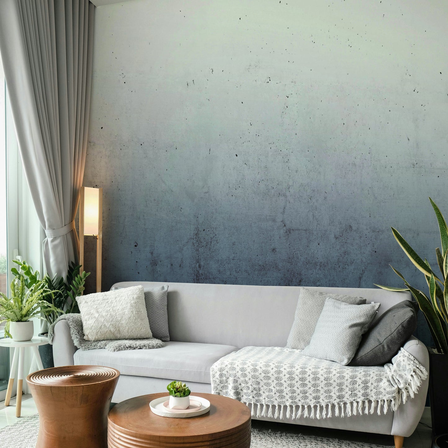 Blue Ombre on Concrete Wall Mural