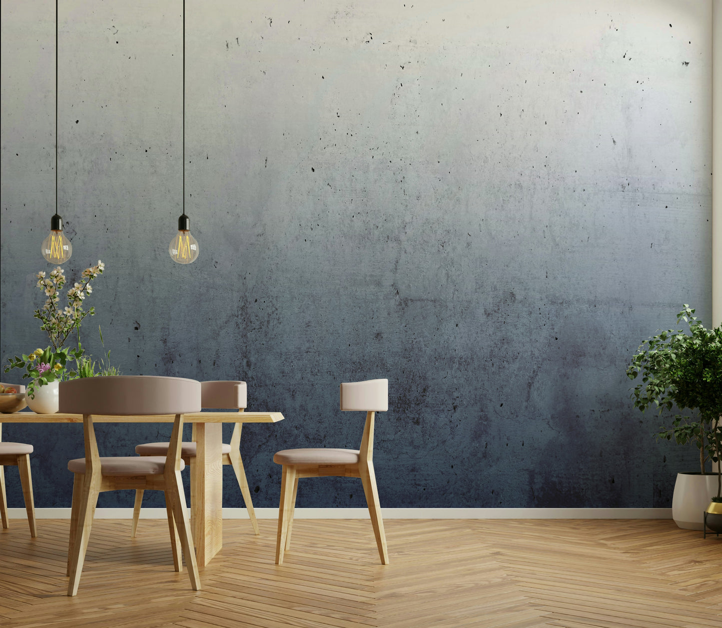 Blue Ombre on Concrete Wall Mural