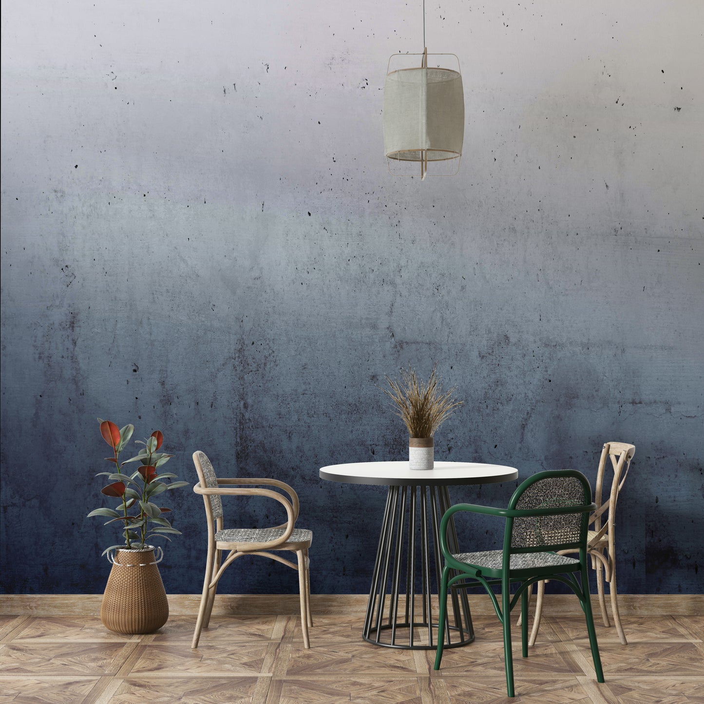 Blue Ombre on Concrete Wall Mural