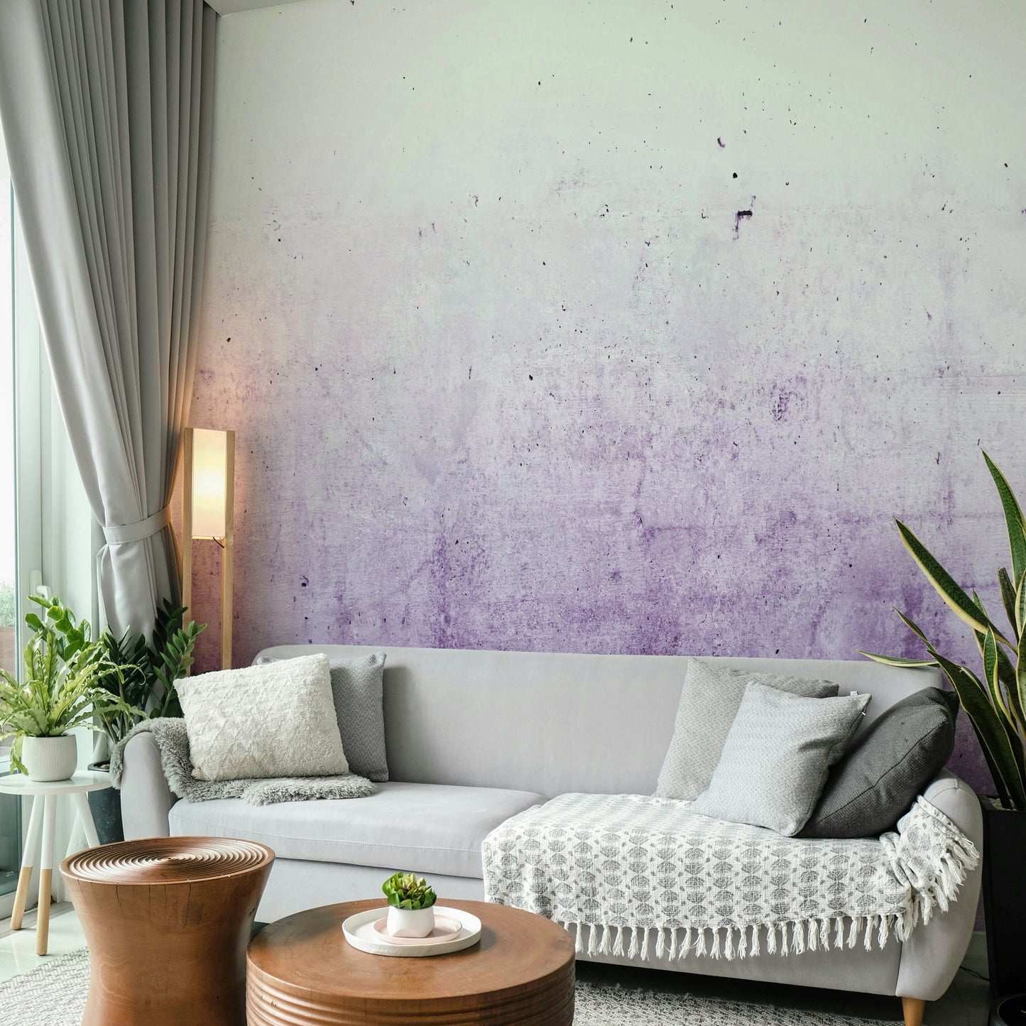 Radiant Orchid Ombre Concrete Wall Mural