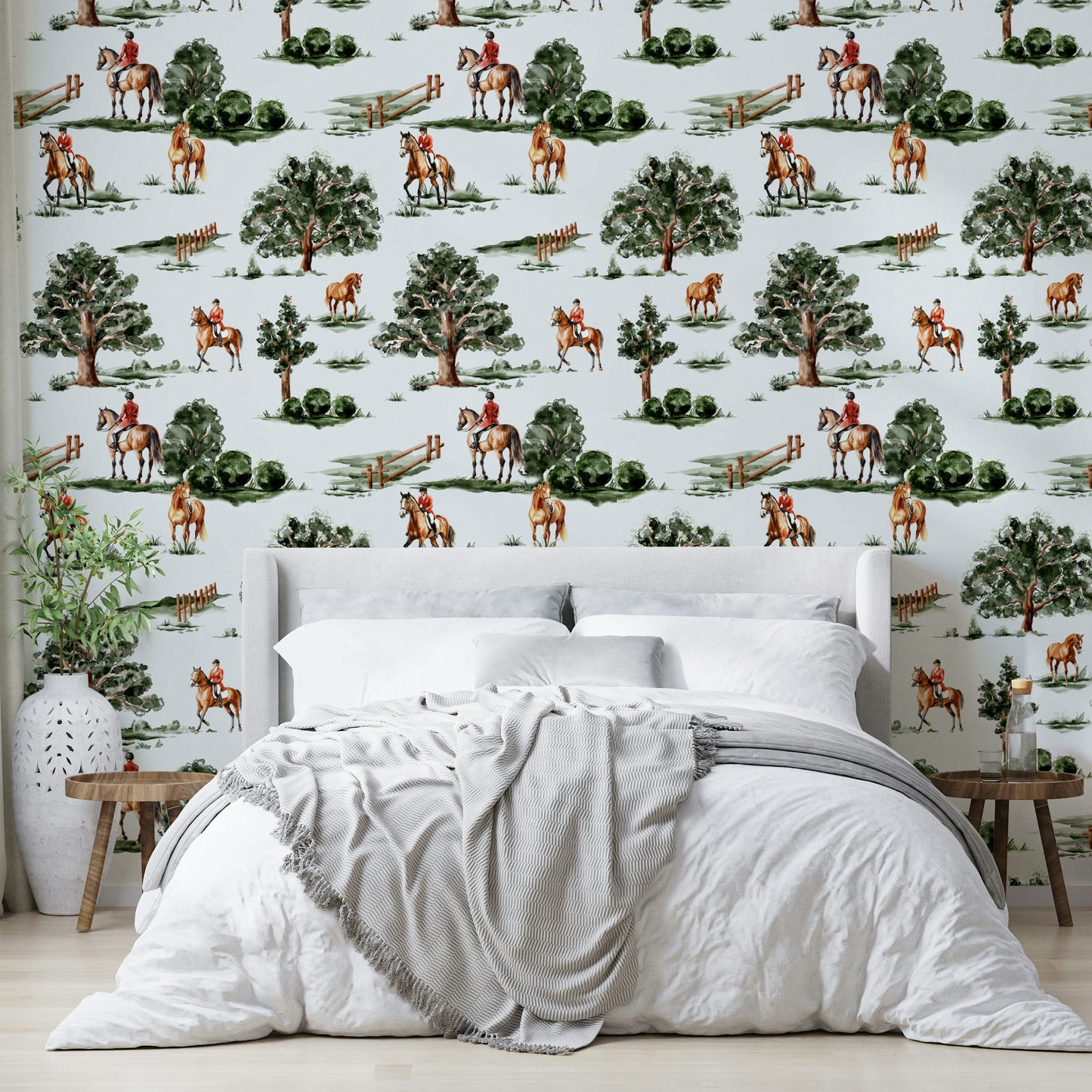 Equestrian riders in hunting attire with British horses Wallpaper⁠