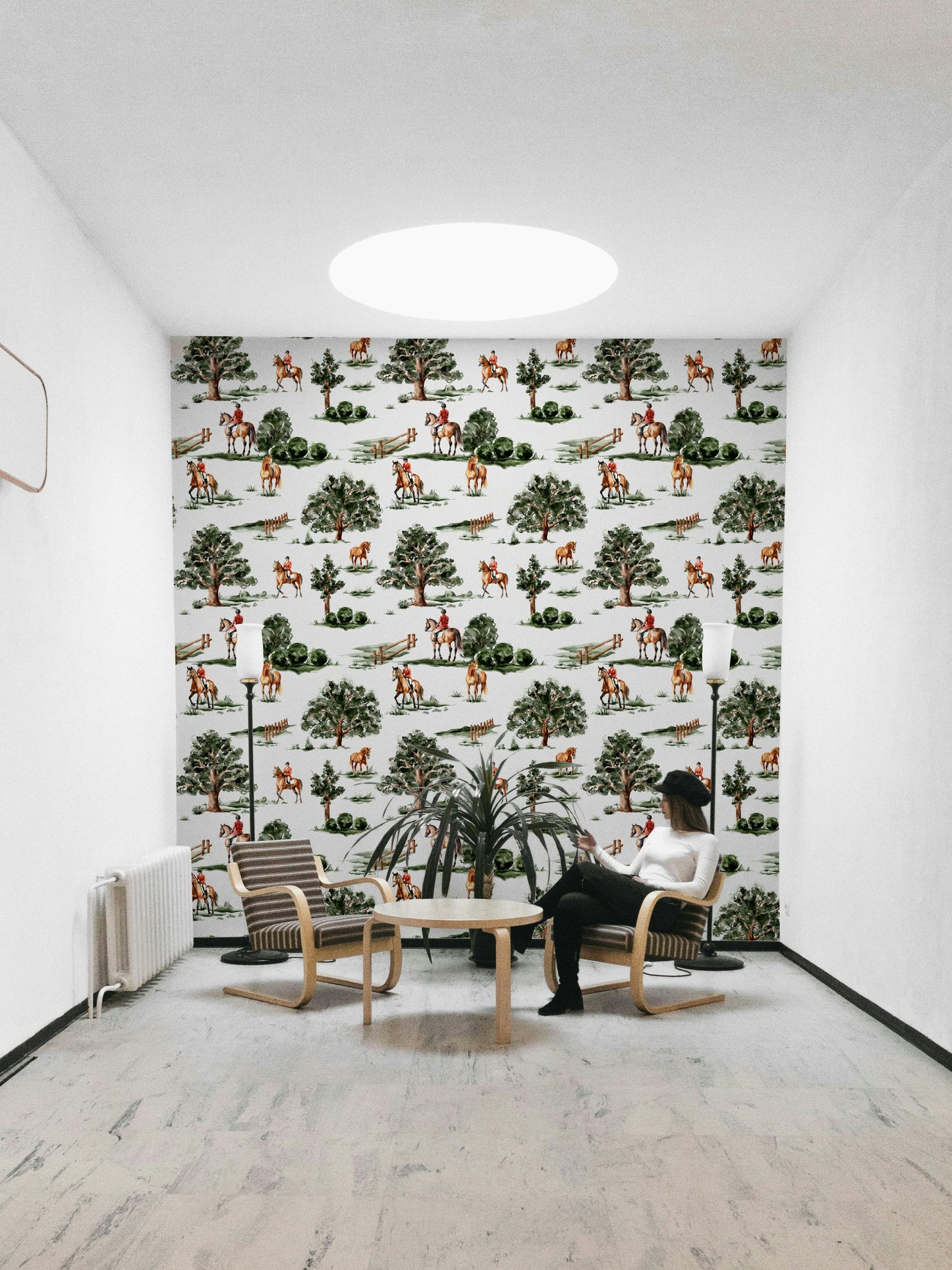 Equestrian riders in hunting attire with British horses Wallpaper⁠