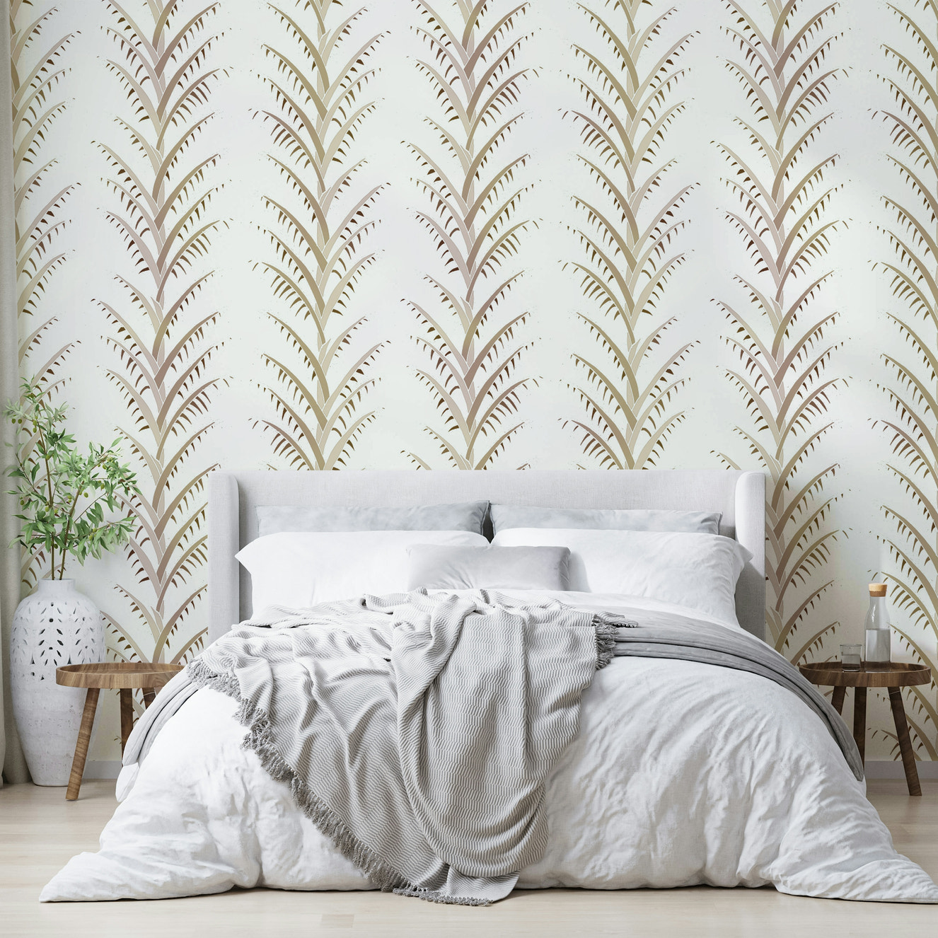 Simple Pearl Palm Leaves  Wallpaper⁠