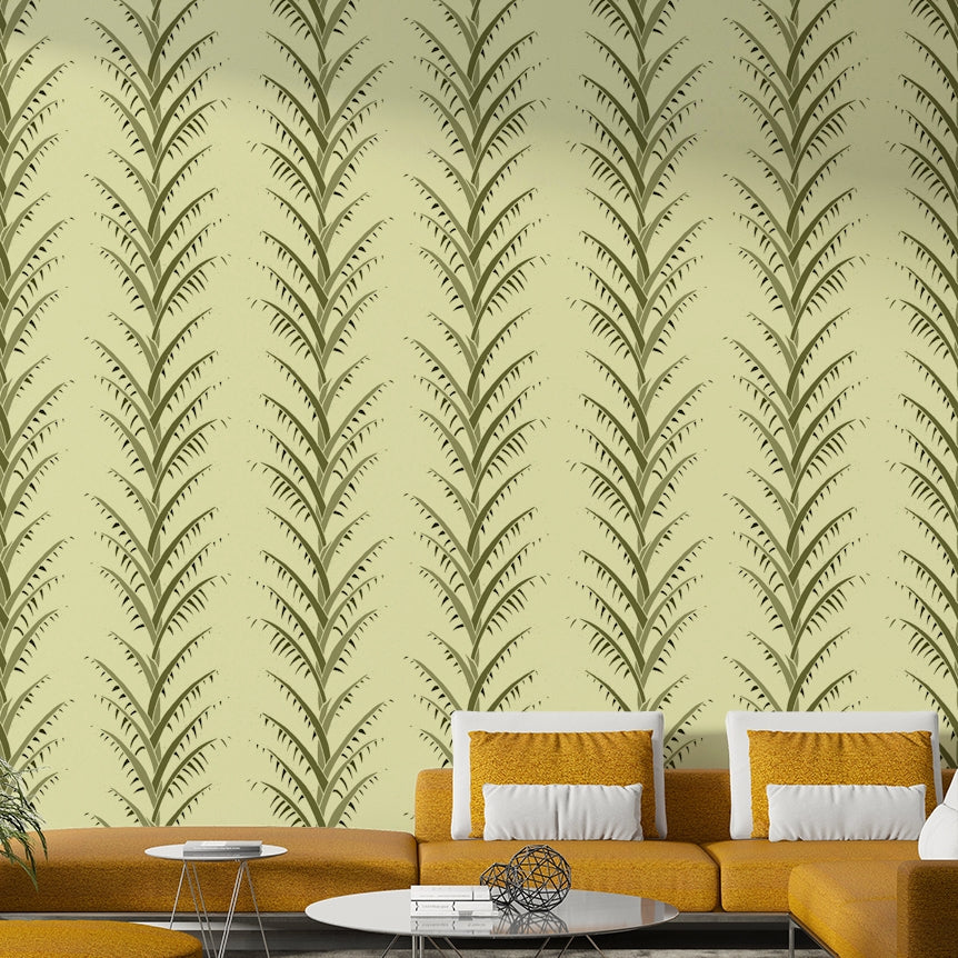 Simple Olive Green Palm Leaves Wallpaper⁠