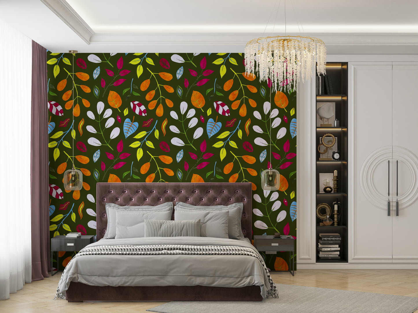 Wallpaper for walls featuring a wild garden.

