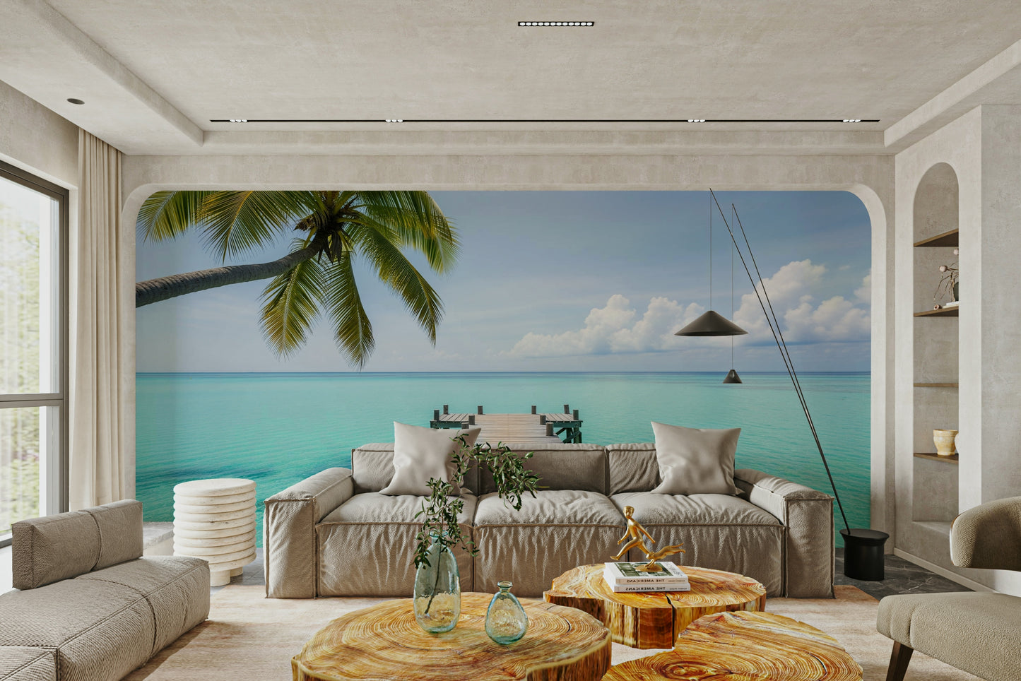 An interior with a peaceful and relaxing accent wall

