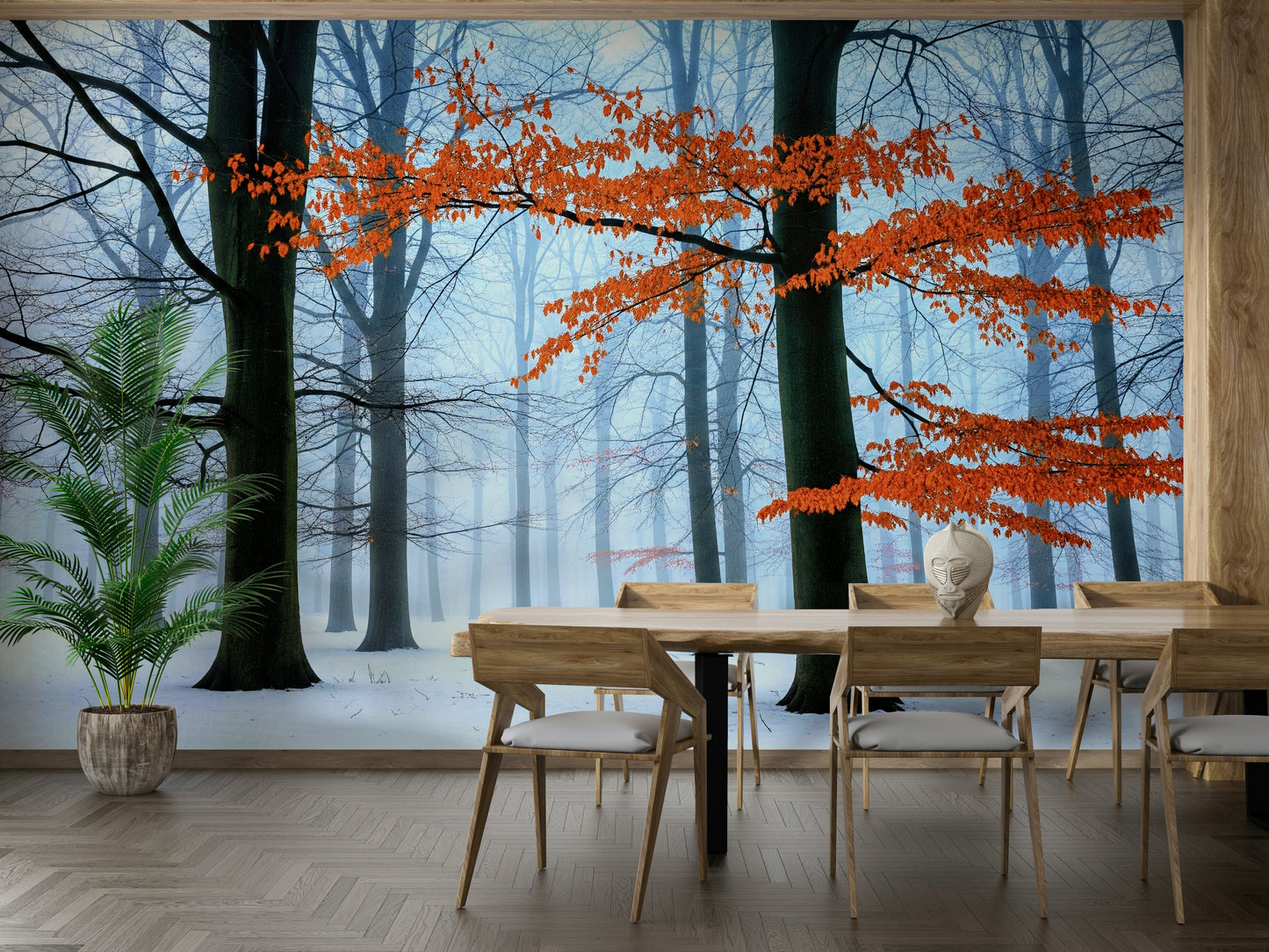 High-quality image of the frozen forest mural

