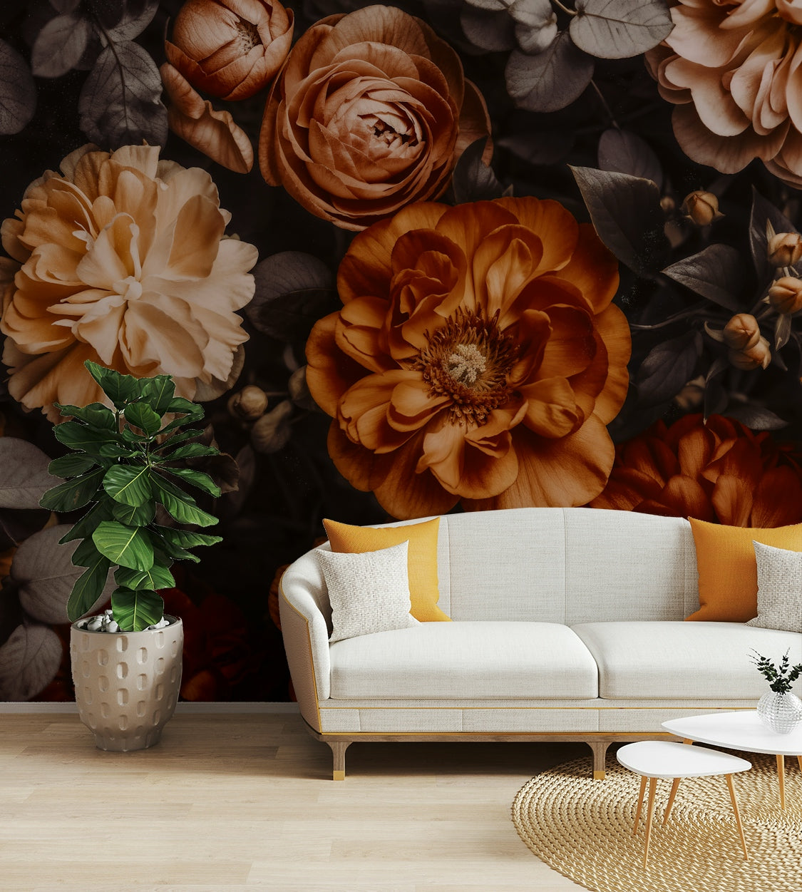 An interior with a peaceful and elegant accent wall

