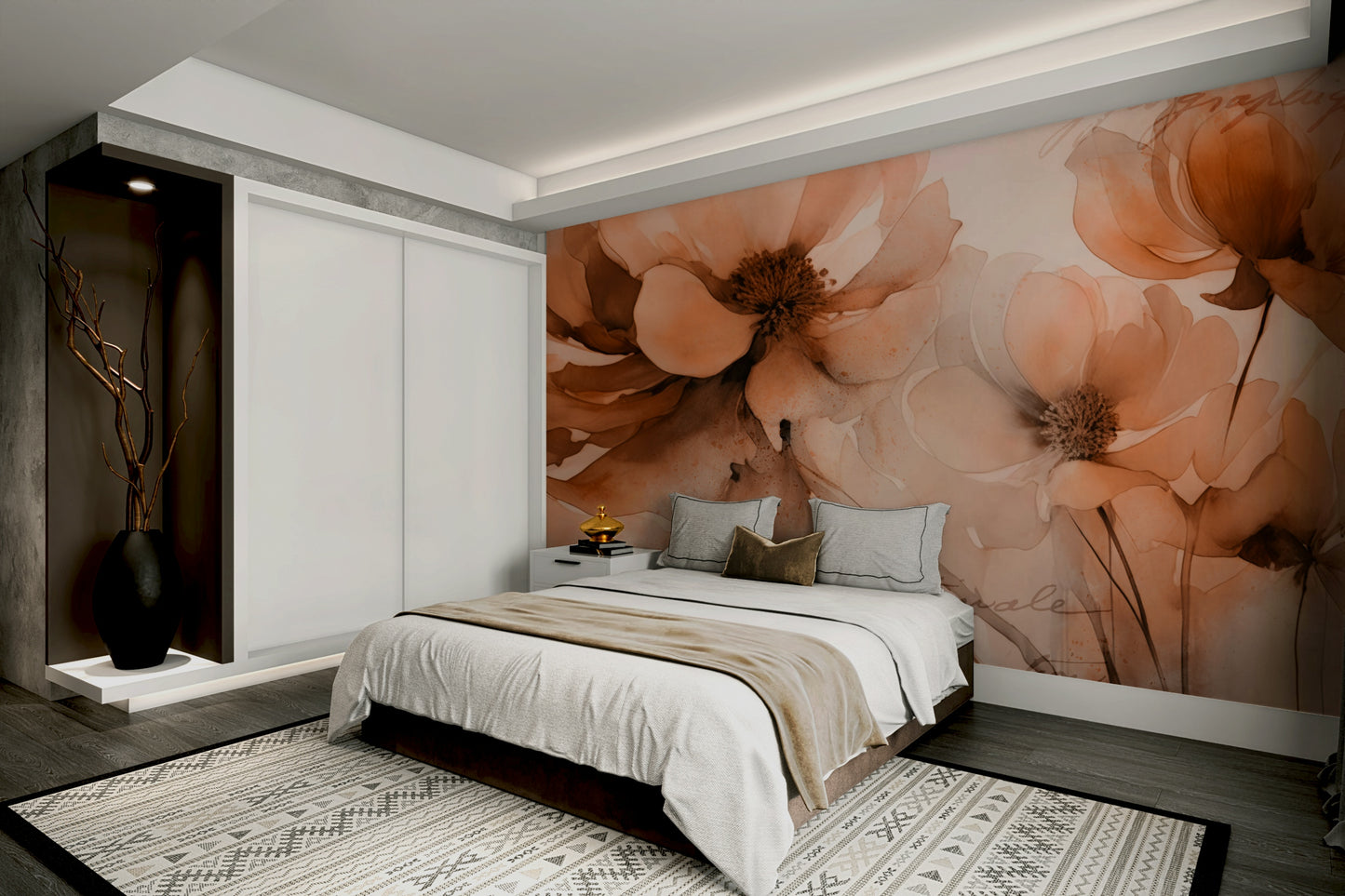 A nursery with a unique pastel floral design

