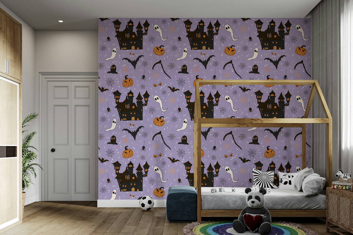 Phantom Castle Foggy Lavender spooky wallpaper
