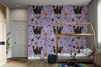 Phantom Castle Foggy Lavender spooky wallpaper
