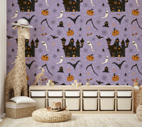 Phantom Castle Foggy Lavender ghost wall mural



