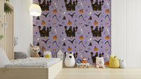 Phantom Castle Foggy Lavender eerie wallpaper for walls