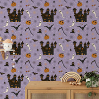 Phantom Castle Foggy Lavender wallpaper on a wall

