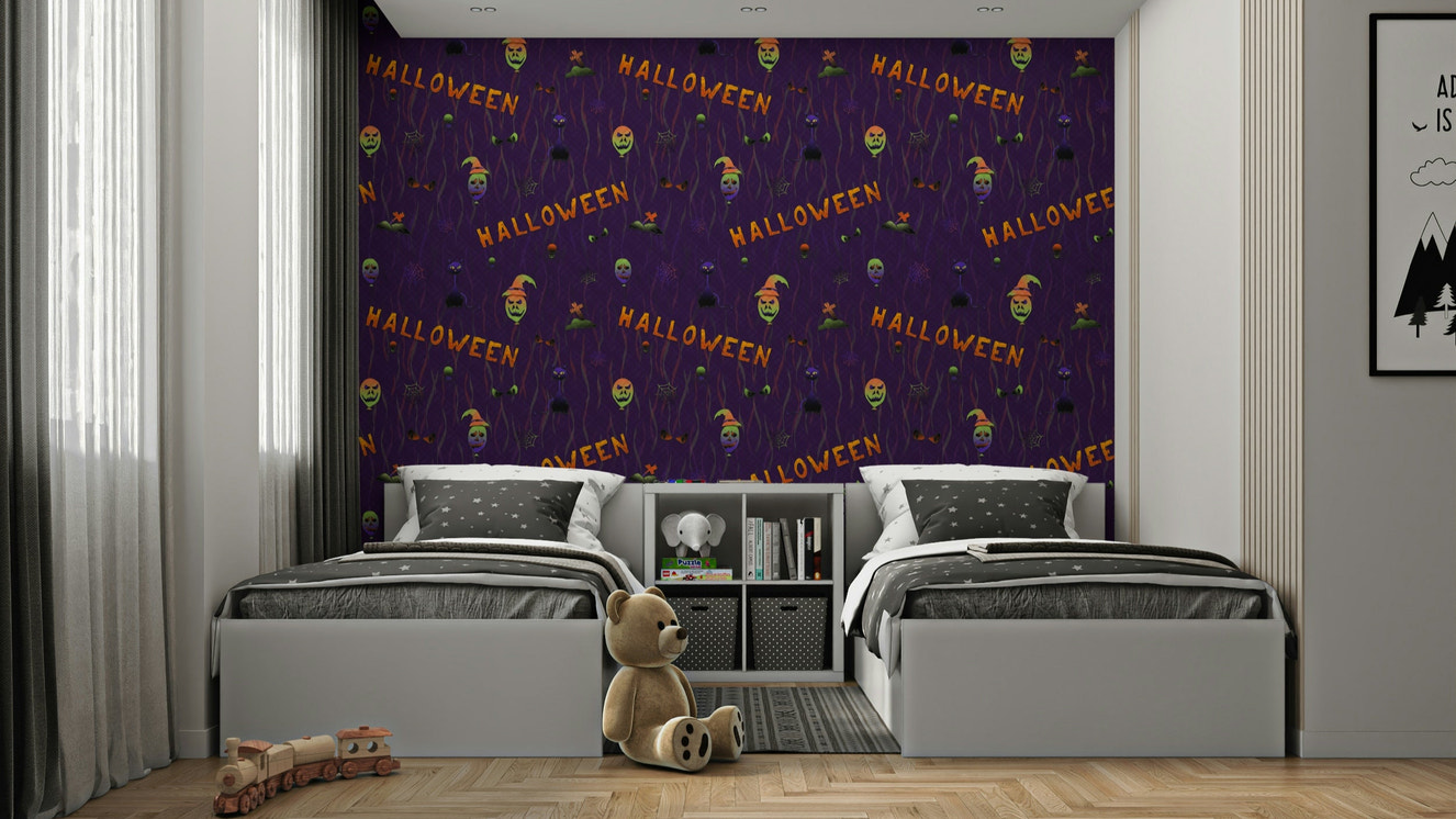 Artistic Scary Halloween Purple Wallpaper


