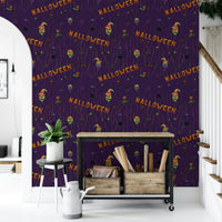 Festive Scary Halloween Purple Wallpaper

