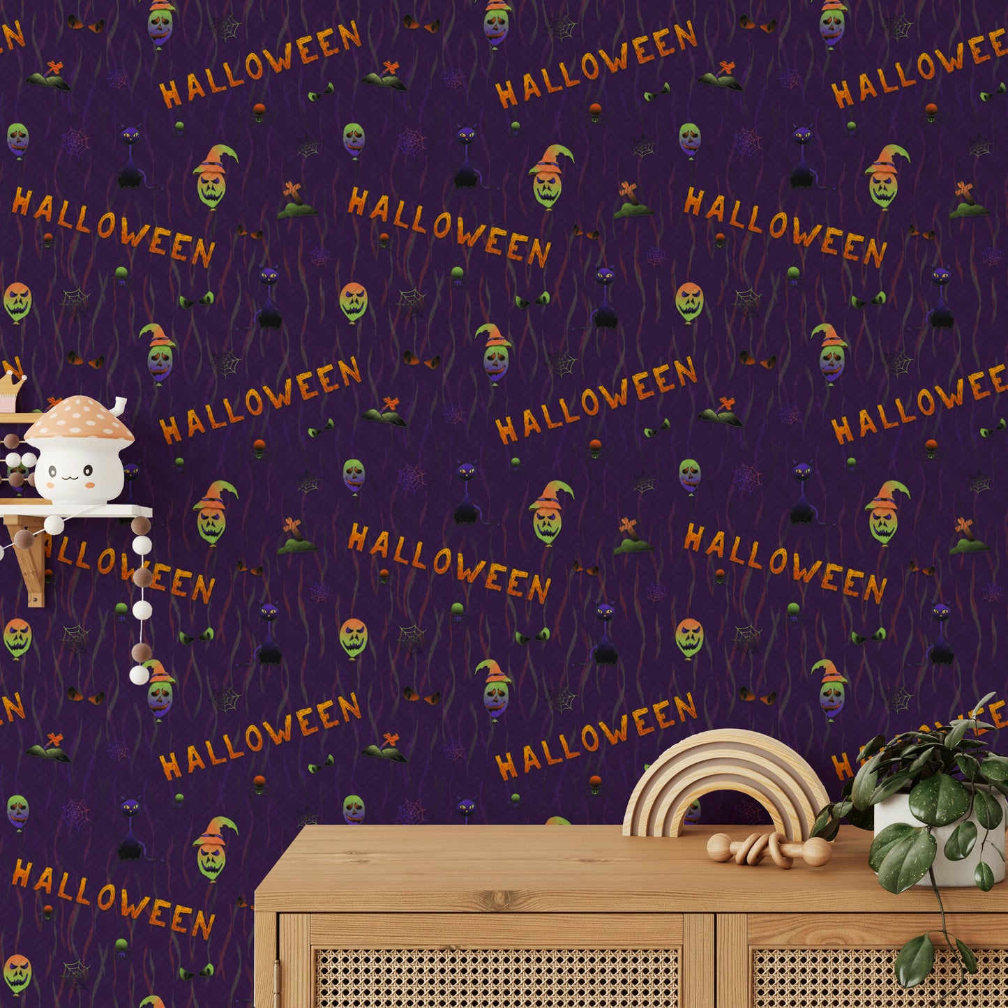 Playful Scary Halloween Purple Wallpaper

