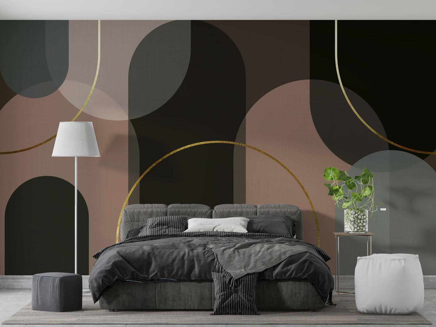 An interior with a peaceful and refined accent wall

