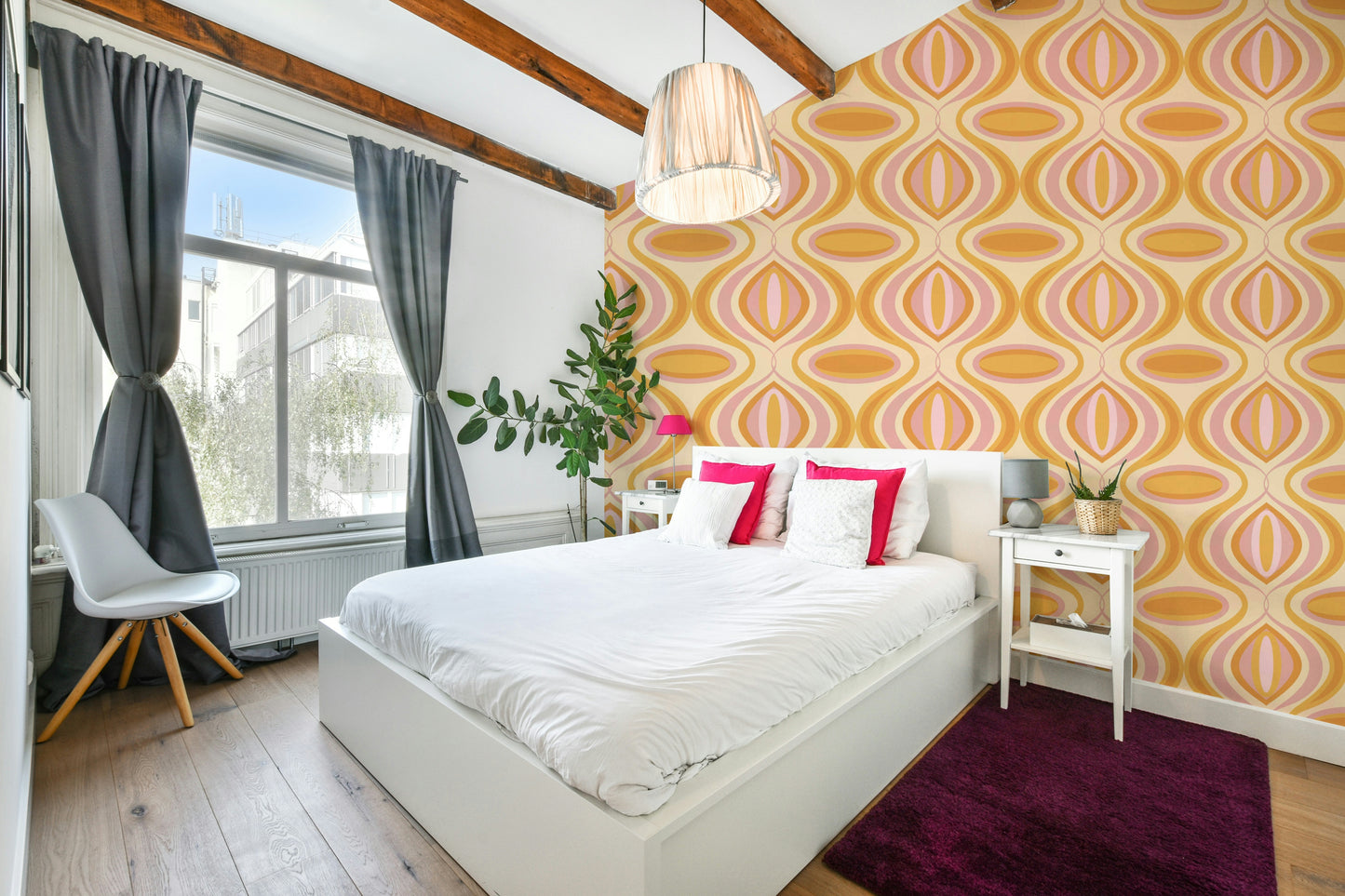 Close-up of a fluid, wavy pattern with bright colors

