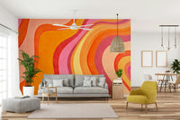 High-quality image of the wavy watercolor mural

