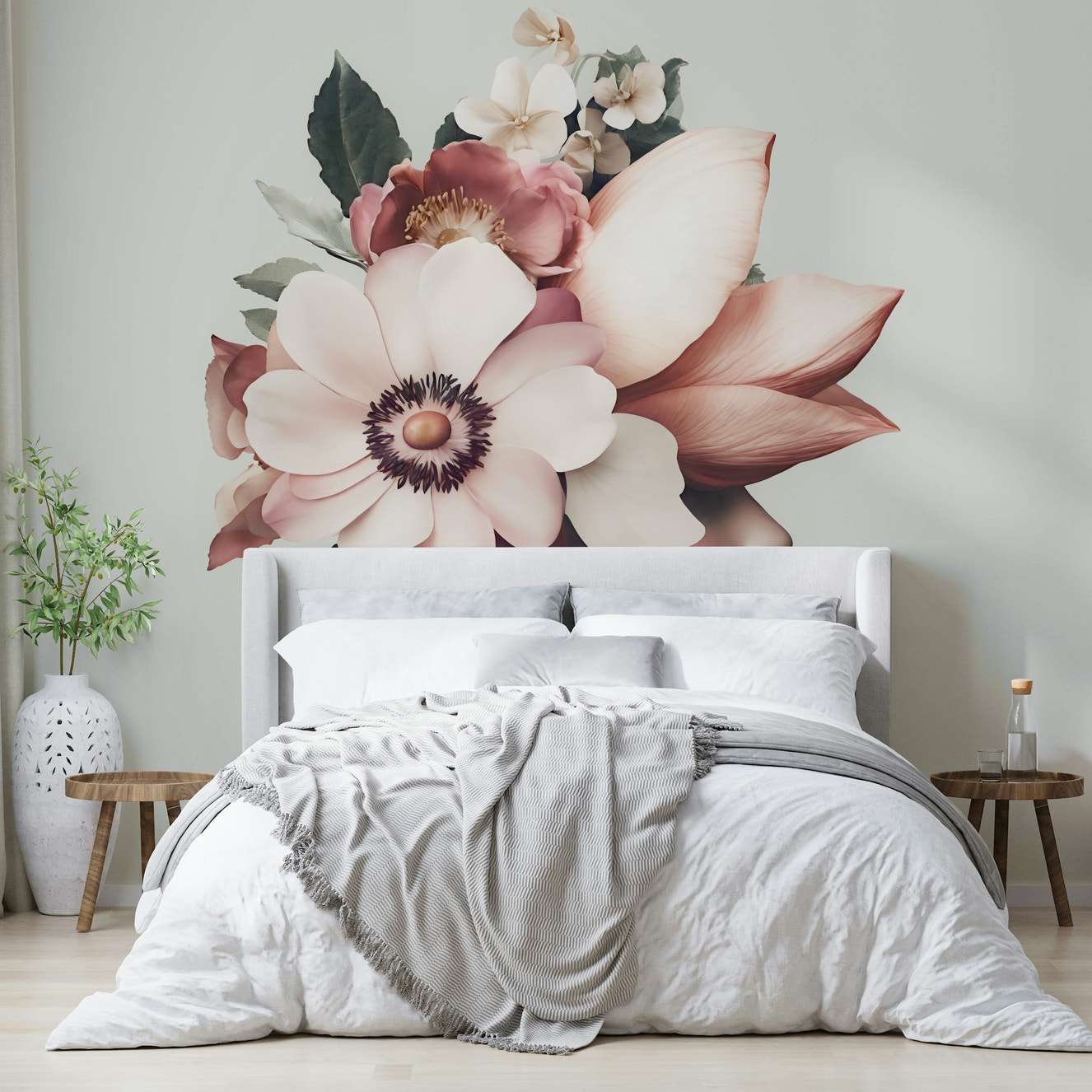 Close-up of a female portrait with flowers

