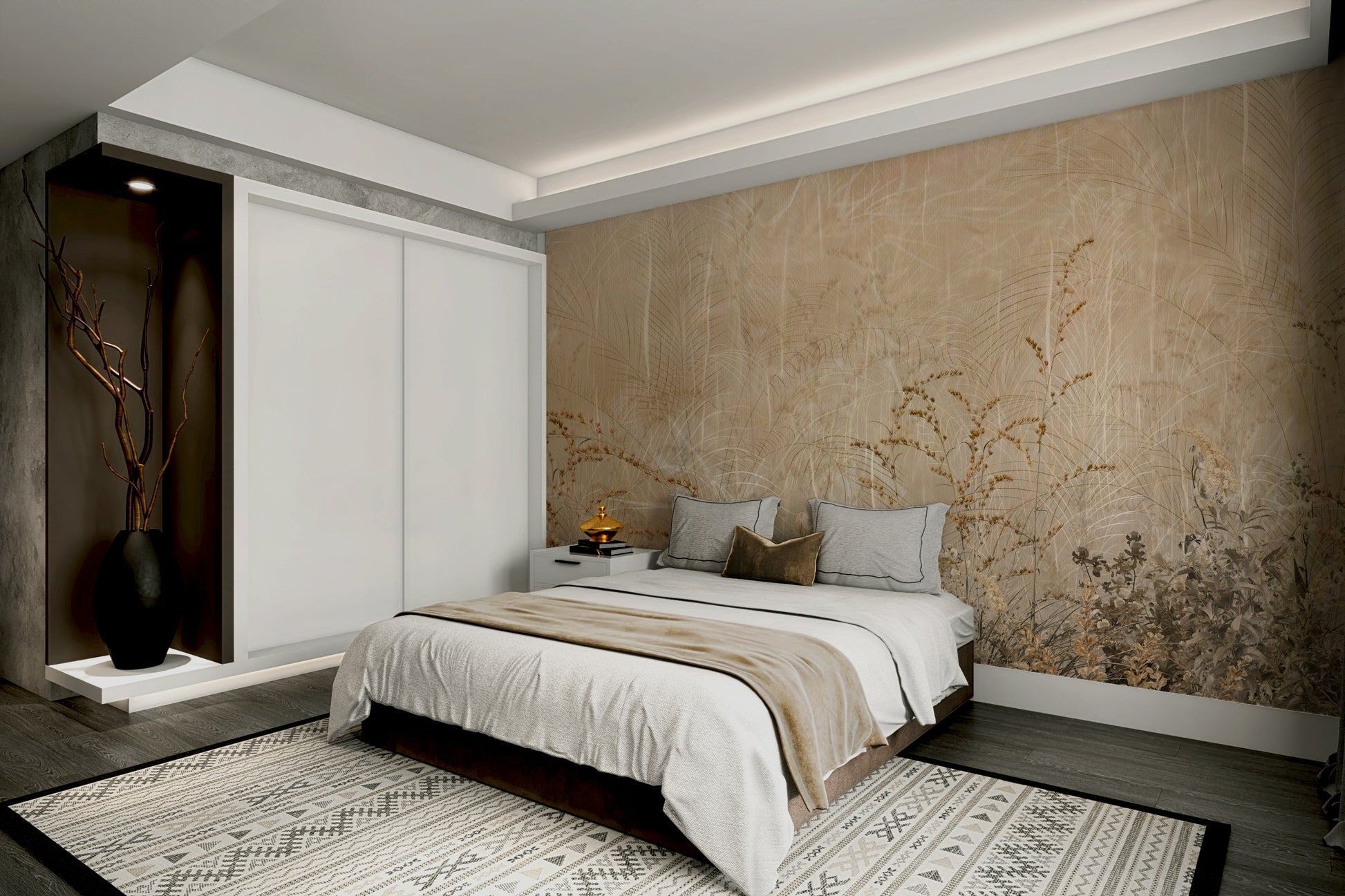 Tall, thin blades of grass sway gently in the scene.
