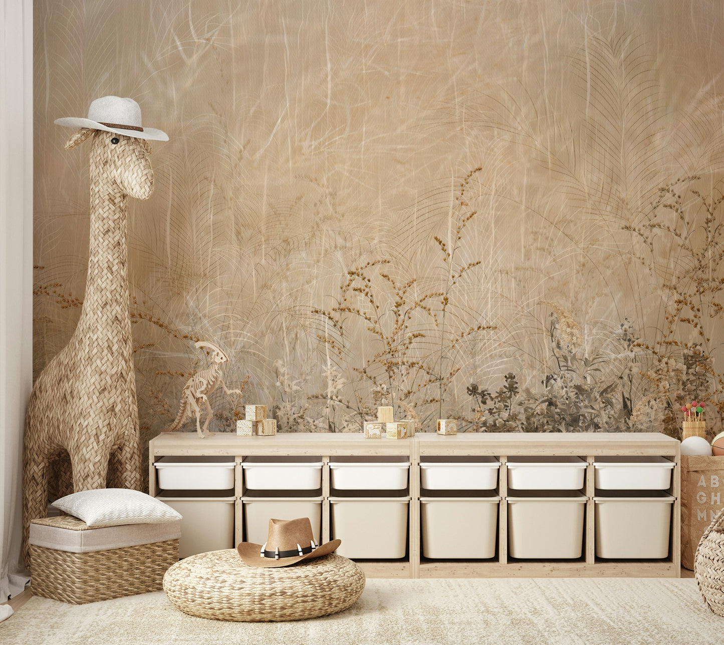 The mood of the mural is very quiet, soft, and peaceful.
