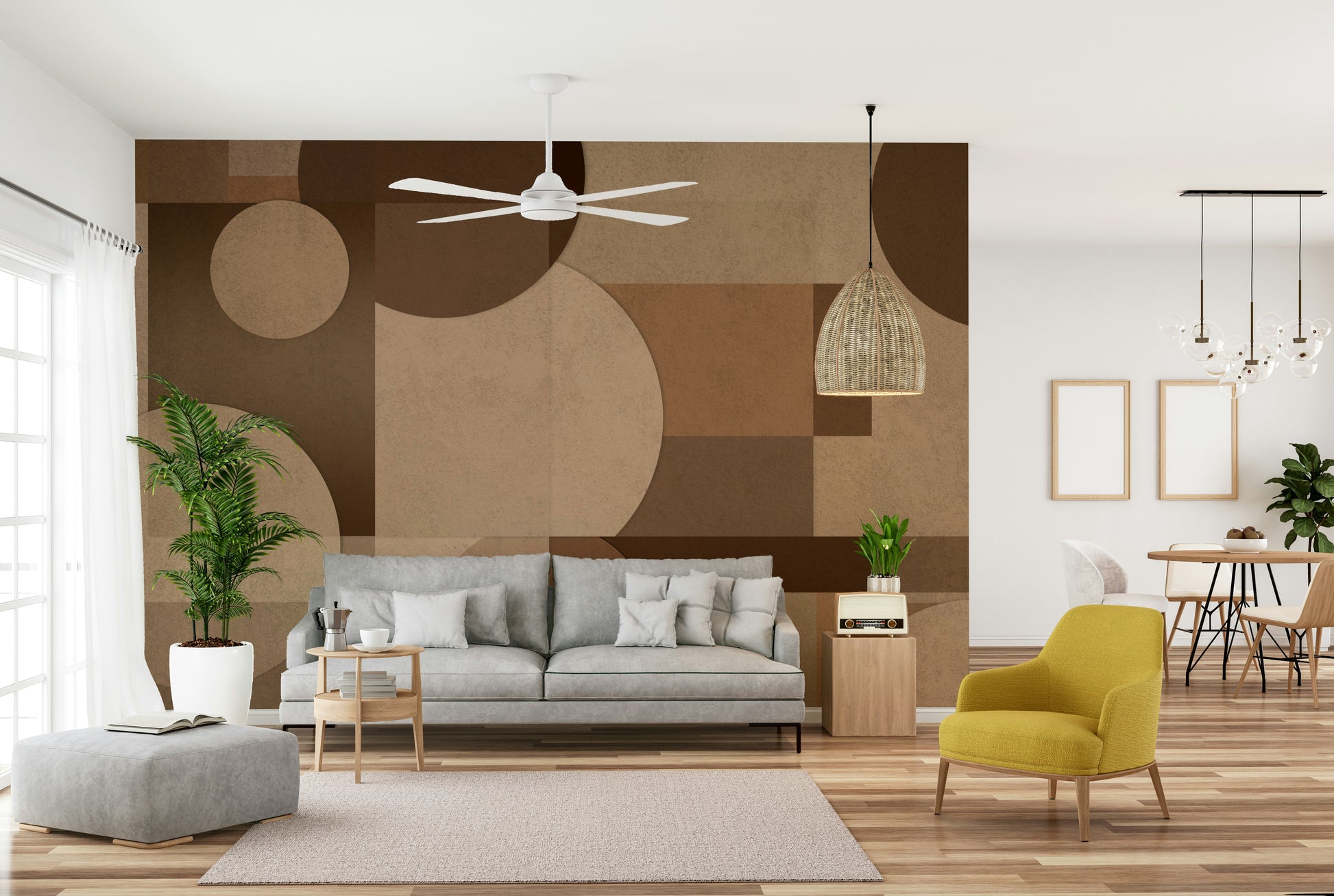 The pattern is arranged in a repeating grid or a mosaic.

