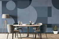 An elegant wall mural with an abstract geometric pattern.

