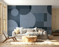 The design is made of simple shapes like circles, lines, and arches.

