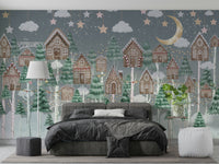 The trees have soft, gentle shapes.

