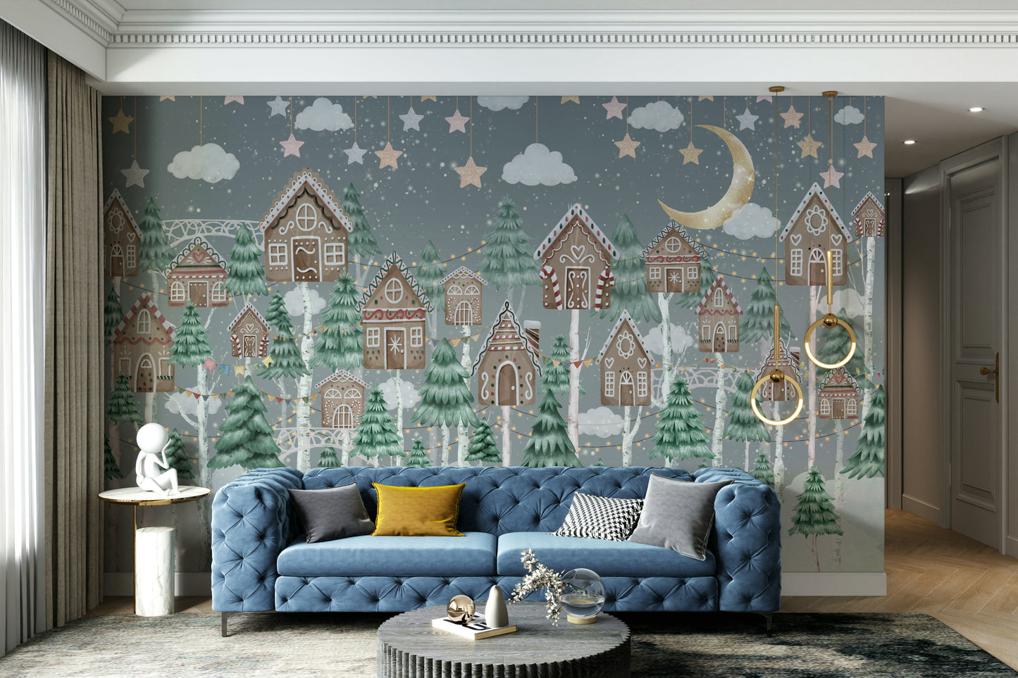 The colors are soft and dreamy, with shades of pink, purple, and green.

