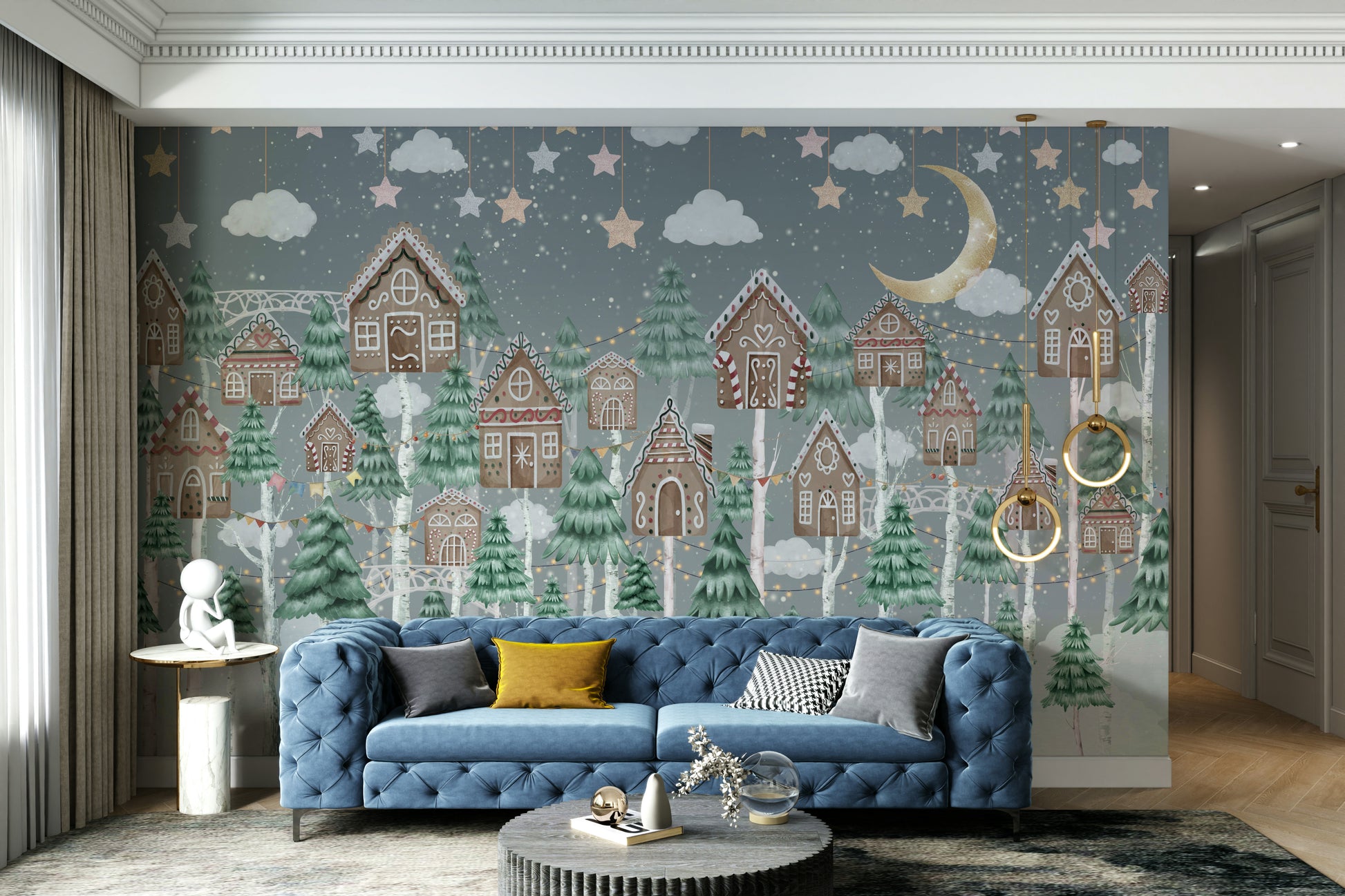 The colors are soft and dreamy, with shades of pink, purple, and green.

