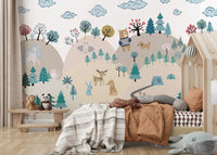 The colors are soft and muted, like various shades of green, gray, and brown.

