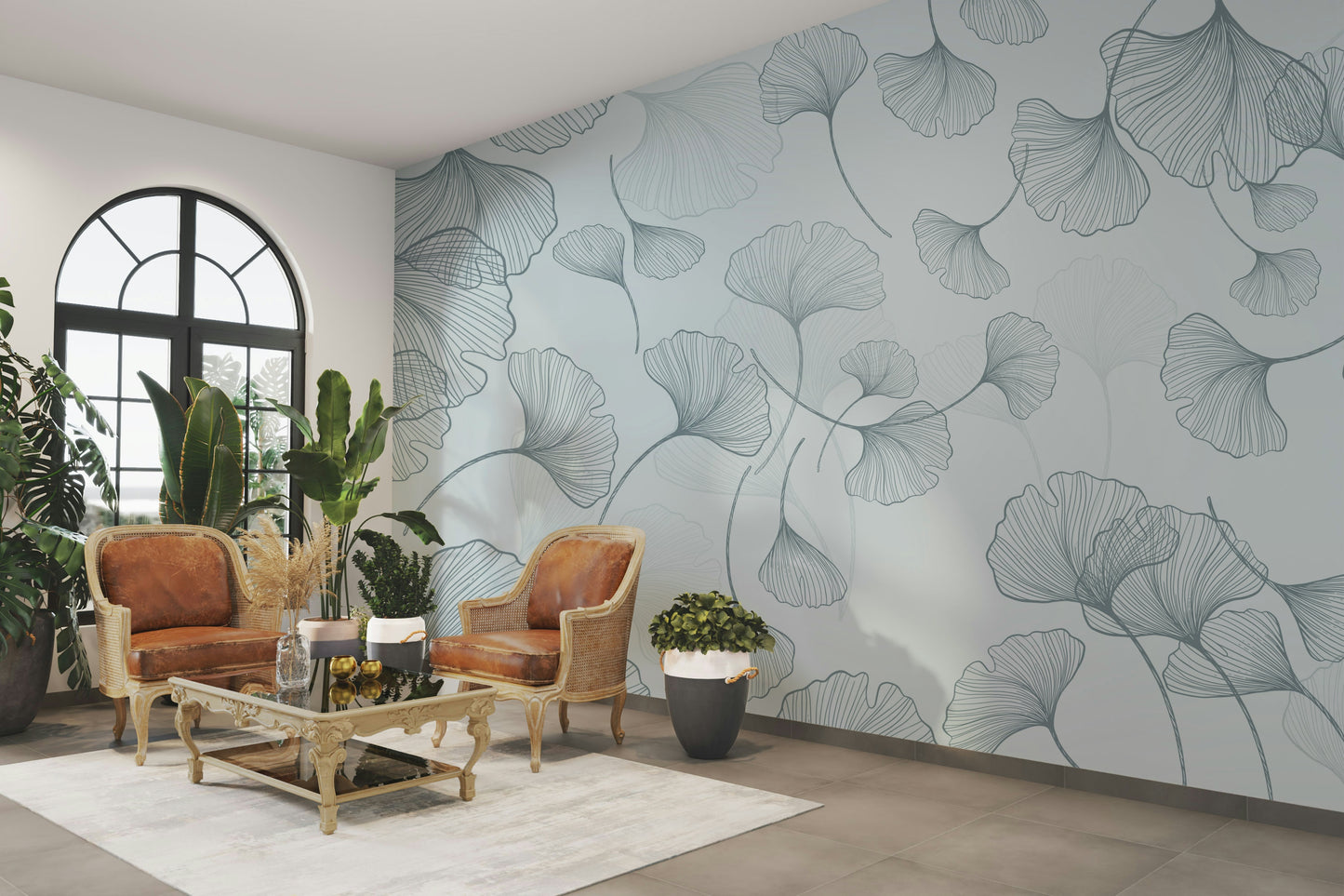 The leaves are drawn with soft, pale colors.

