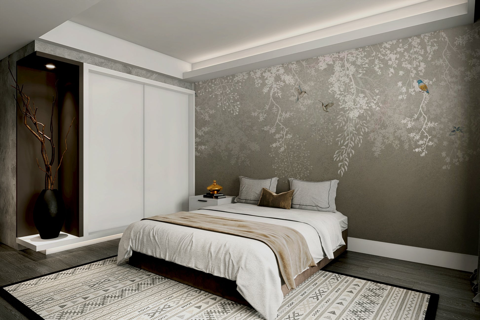 The birds are drawn in a stylized, artistic way.

