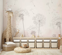 A peaceful wall mural with a magical, ethereal design.

