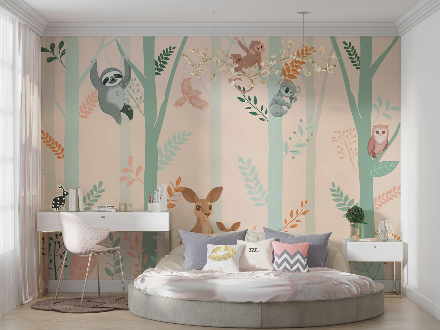 A fox and a rabbit are sitting together near a tree.

