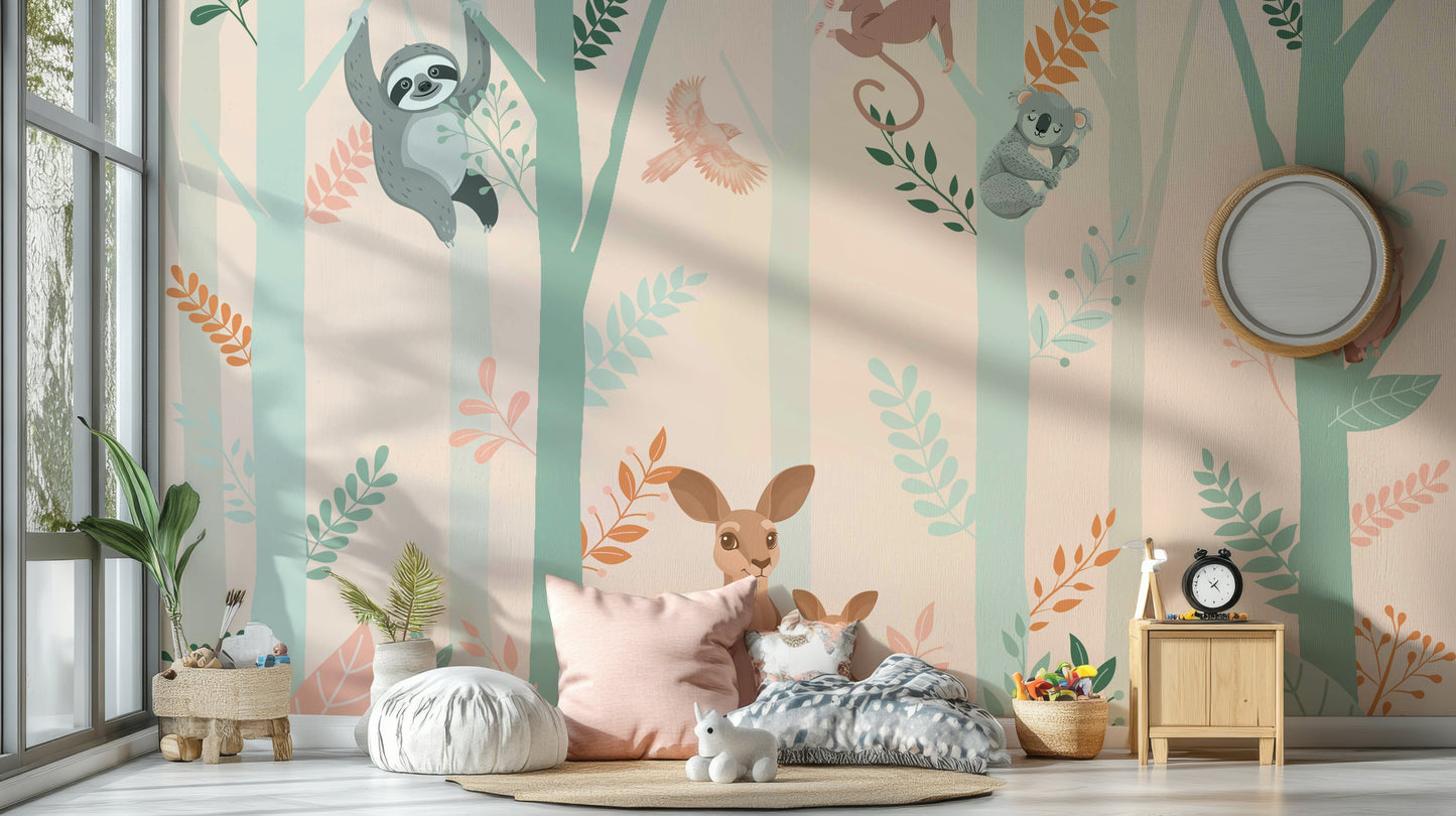 The ground is covered in grass and small mushrooms.

