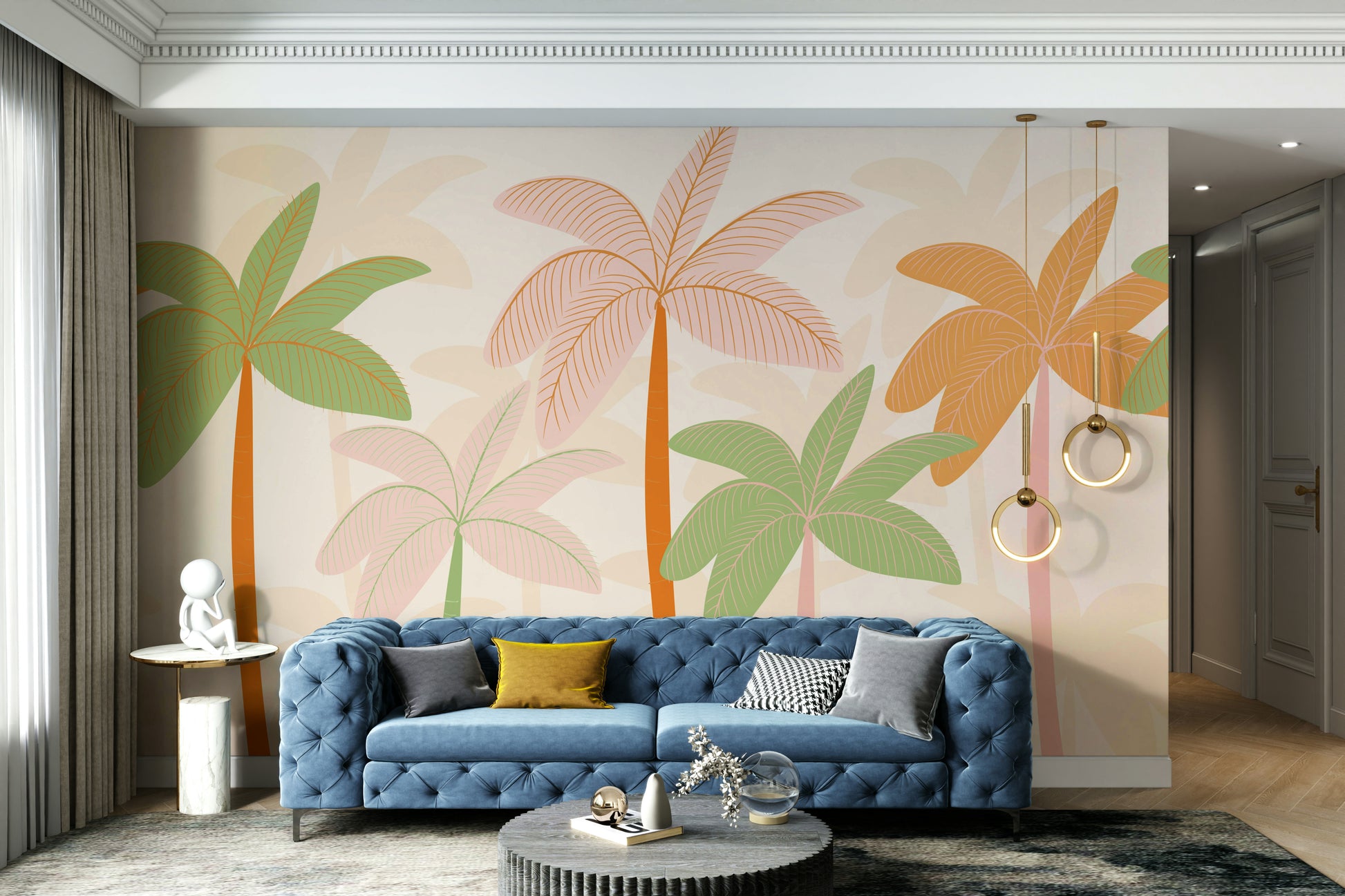 The shapes are solid and have soft edges.

